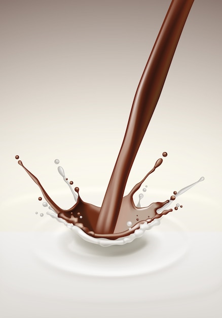 Vector flujo de corriente de salpicaduras de chocolate con leche