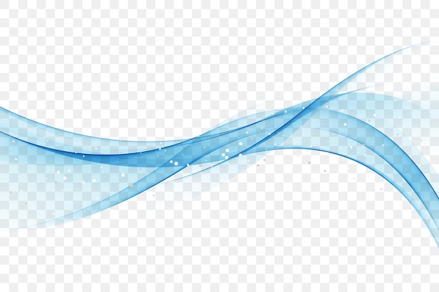 Flujo de onda azul transparente Líneas de onda azul humeante Elemento de diseño de onda