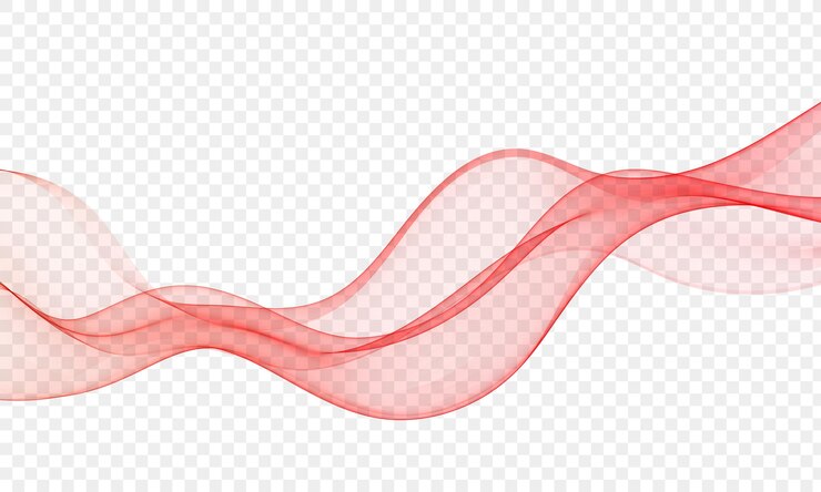 Vector flujo de onda roja en fondo transparente elemento de diseño