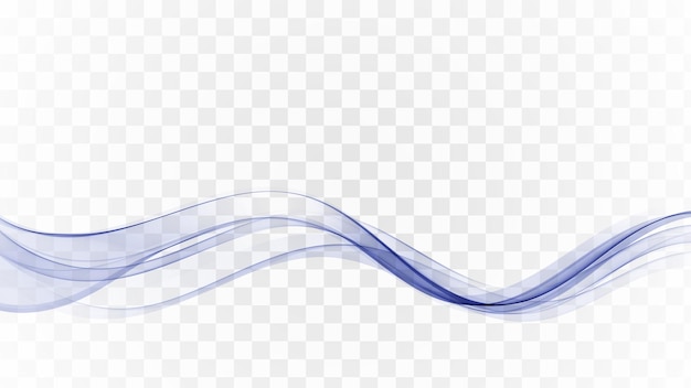 Flujo de onda de vector azul futurista sobre fondo transparente Elemento de diseño de onda ahumado