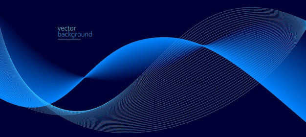 Flujo suave de forma ondulada con gradiente vectorial fondo abstracto diseño azul oscuro línea curva energía movimiento relajante sonido de música o tecnología