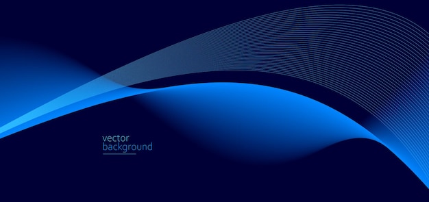 Flujo suave de forma ondulada con gradiente vectorial fondo abstracto diseño azul oscuro línea curva energía movimiento relajante sonido de música o tecnología