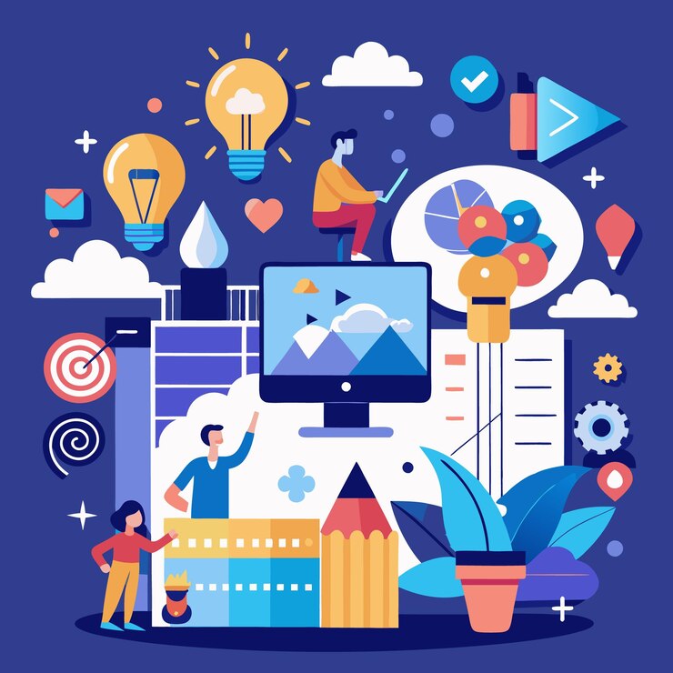 Vector flujo de trabajo colaborativo y gestión de proyectos que elevan la eficiencia del equipo en un espacio de trabajo digital