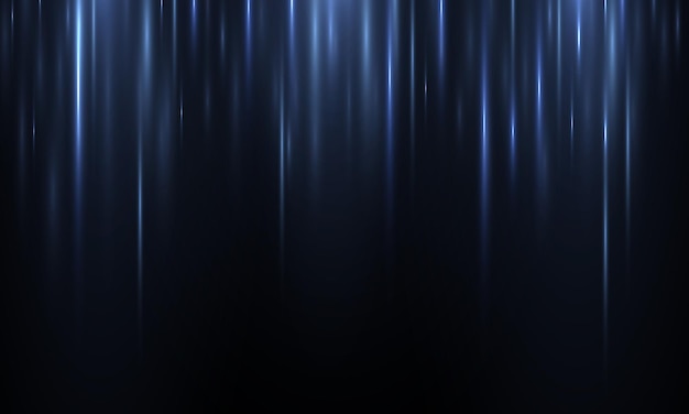 Flujos de línea azul neón vertical futurista Luz brillante abstracta Fondo de movimiento de velocidad Vector