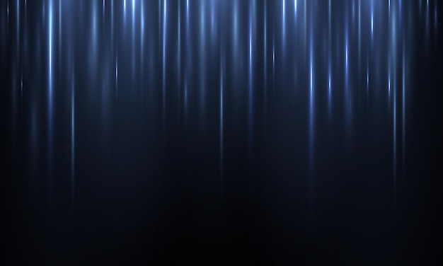 Flujos de línea azul neón vertical futurista Luz brillante abstracta Fondo de movimiento de velocidad Vector