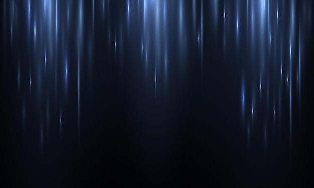 Flujos de línea azul neón vertical futurista Luz brillante abstracta Fondo de movimiento de velocidad Vector