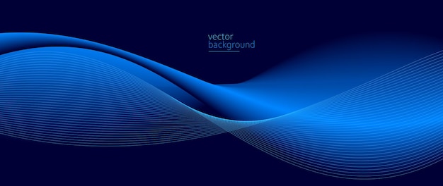 Fluye forma curva azul oscuro con suave gradiente vectorial fondo abstracto relajante y tranquilo arte puede ilustrar la salud médica o el sonido de la música
