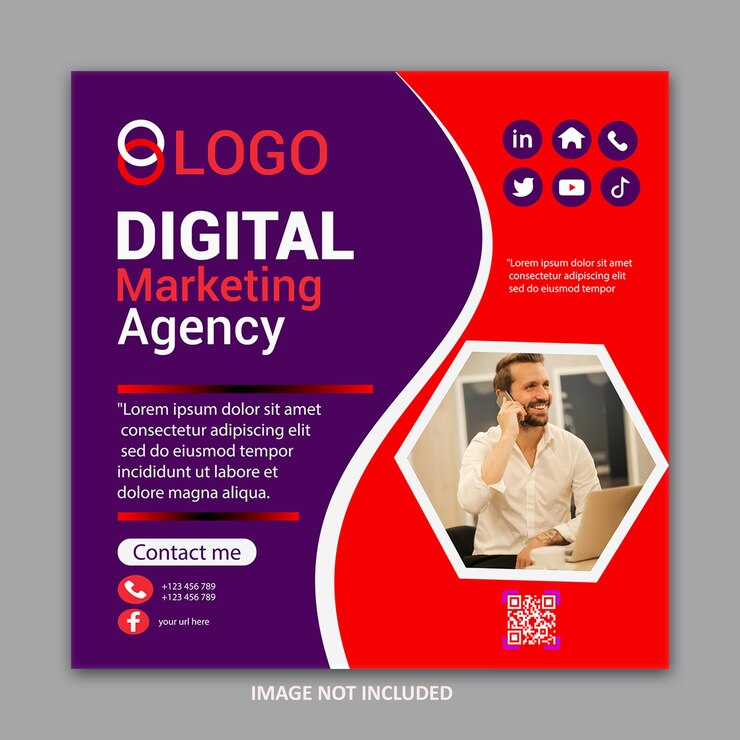 Flyer de la agencia de marketing digital para la promoción en las redes sociales