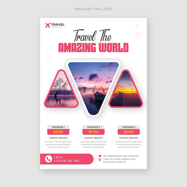 Flyer de una agencia de viajes profesional y minimalista