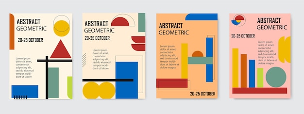 Flyer Cubiertas abstractas modernas conjunto de cubiertas mínimas diseño retro vector de fondo geométrico