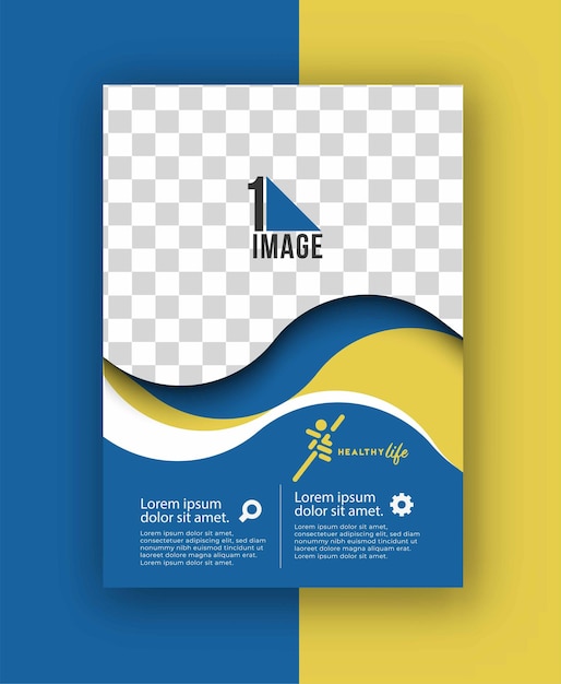 Flyer empresarial con espacio de imagen y logo.