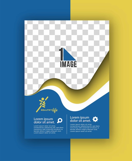 Flyer empresarial con espacio de imagen y logo.