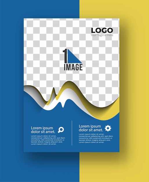 Flyer empresarial con espacio de imagen y logo.