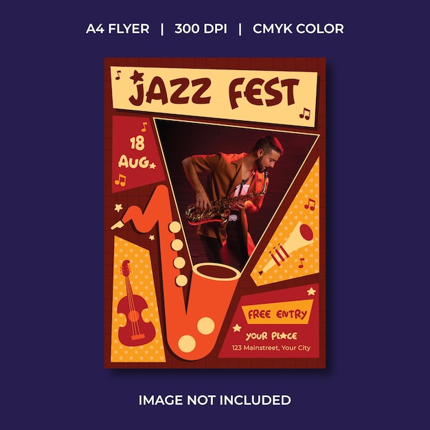 Vector flyer del festival de jazz