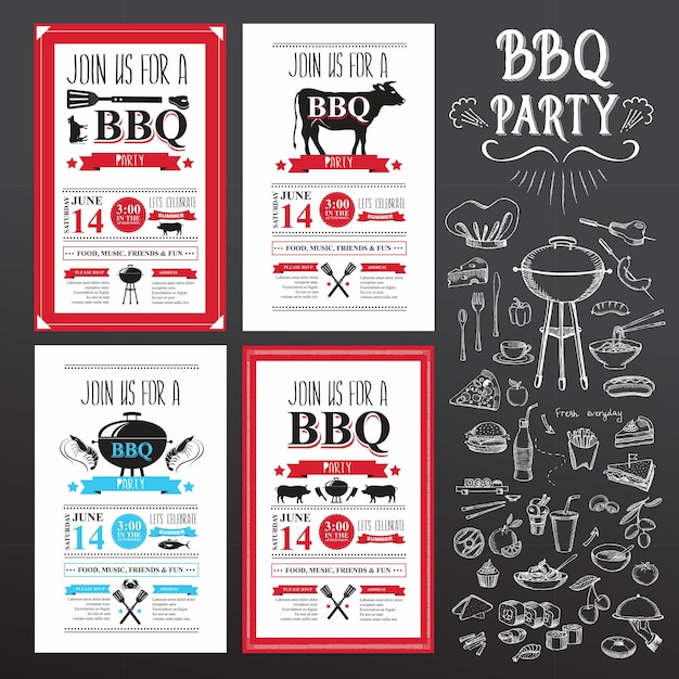 Flyer de la fiesta de barbacoa de comida rápida