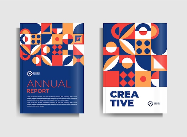 Flyer folleto diseño plantilla negocio cubierta tema geométrico círculos color naranja y amarillo