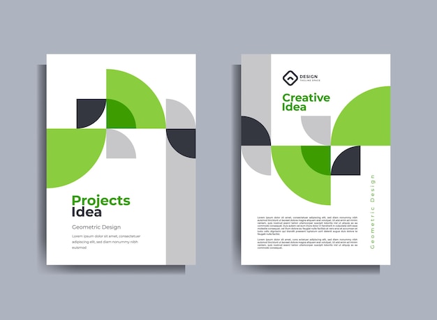 Flyer folleto diseño plantilla negocio cubierta tema geométrico círculos color verde