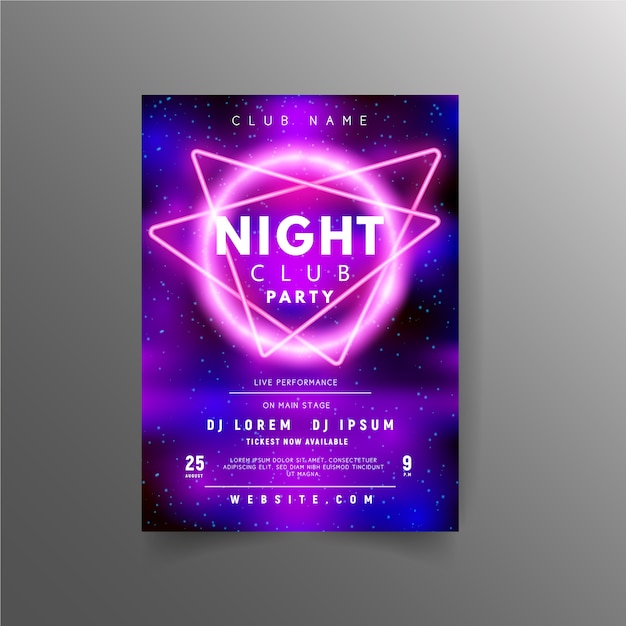 Flyer con luces de neon