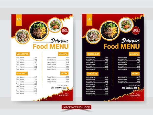 Flyer del menú de los restaurantes