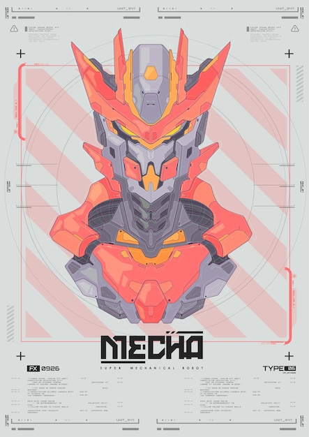 Flyer moderno para el hacking de impresión Ciberpunk póster futurista robot mecánico futurista póster abstracto