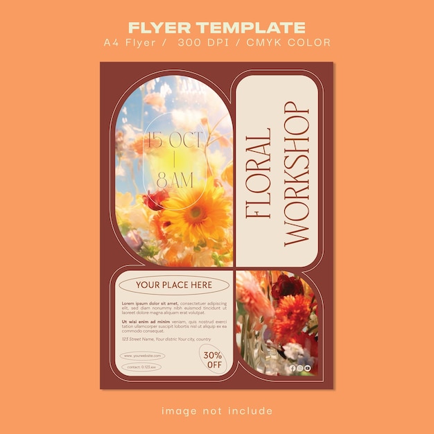Flyer del taller de flores