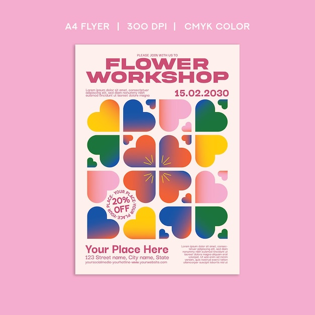 Flyer del taller de flores
