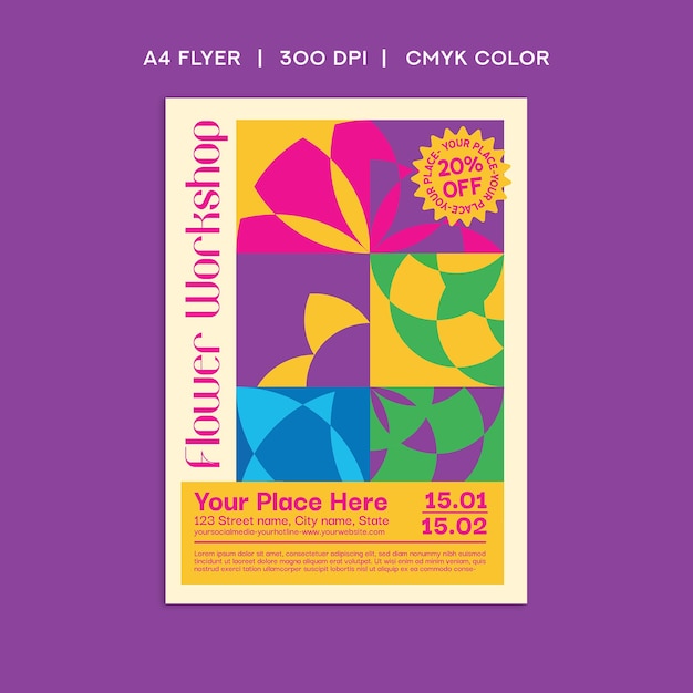 Flyer del taller de flores