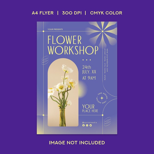 Flyer del taller de flores