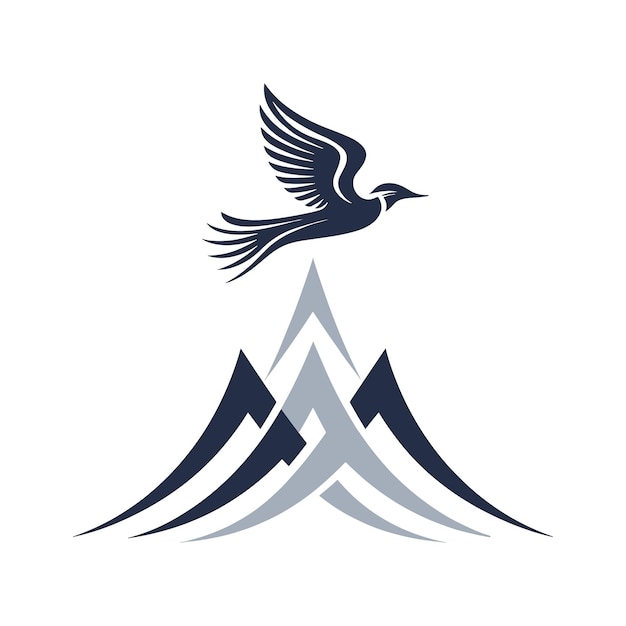 Flying Bird with mountain logo design icon