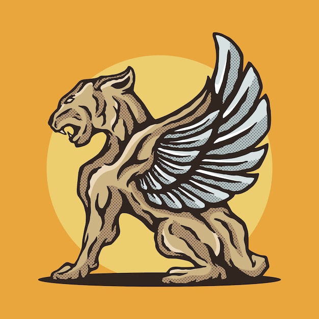 Flying Lion Illustration Premium