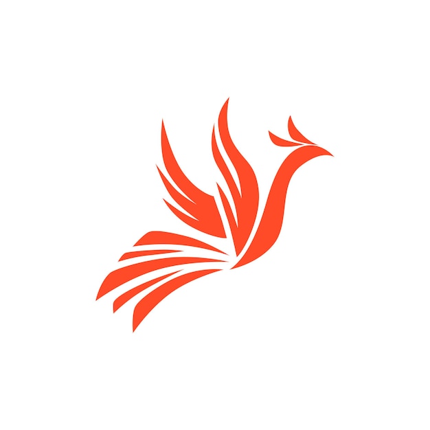 Flying phoenix fire bird plantilla de vector de diseño de logotipo abstracto