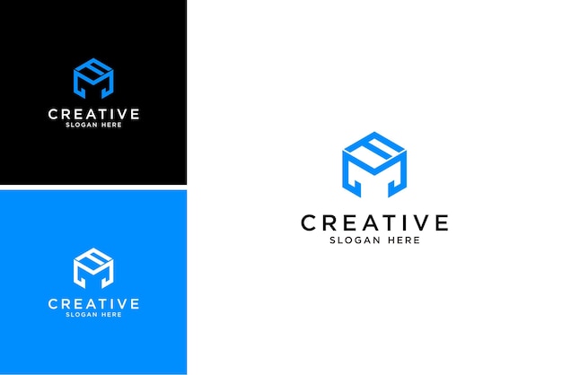 Fm creativo, diseño de logotipo abstracto de letra mf