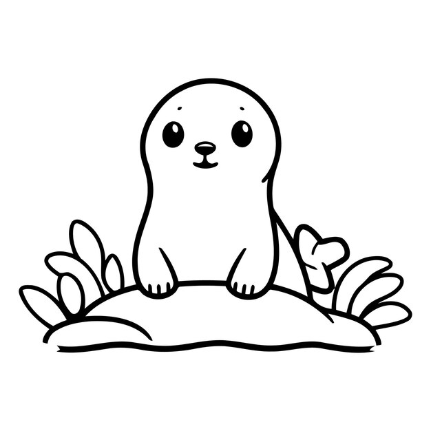 Una foca linda en la isla al estilo de los dibujos animados