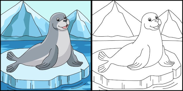 Foca Página Para Colorear Animal Ilustración