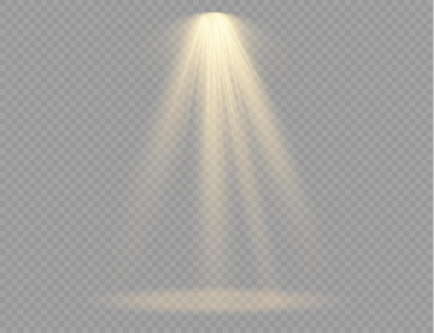 foco aislado. efecto de luz con rayos dorados