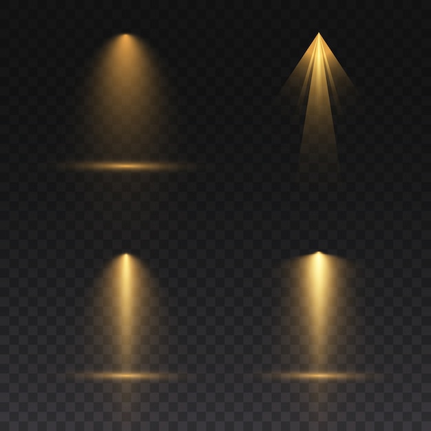 El foco amarillo brilla en el escenario. luz uso exclusivo efecto flash luz de lente. luz abstracta de una lámpara o foco. escena iluminada podio bajo los reflectores.