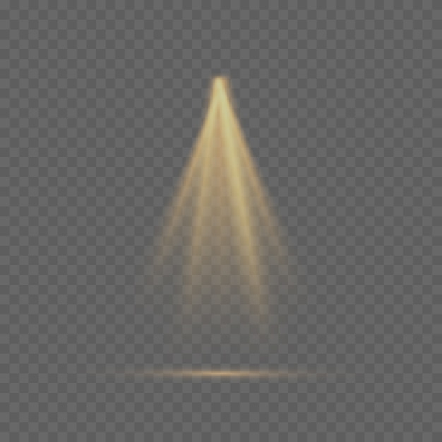 El foco amarillo brilla en el escenario. luz uso exclusivo efecto flash luz de lente. luz abstracta de una lámpara o foco. escena iluminada podio bajo los reflectores.