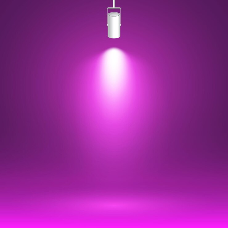 Vector foco en bakground rosa. efecto de luz. haz de luz brillante.