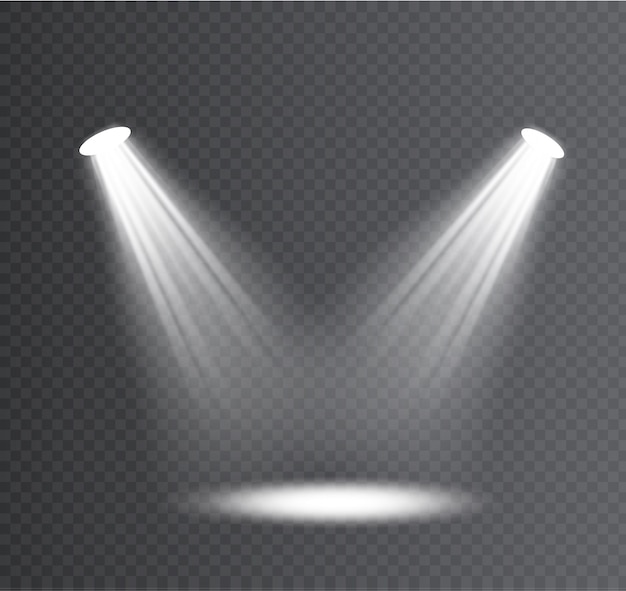 Foco blanco. Efecto de luz Efecto de luz transparente blanco aislado resplandor.