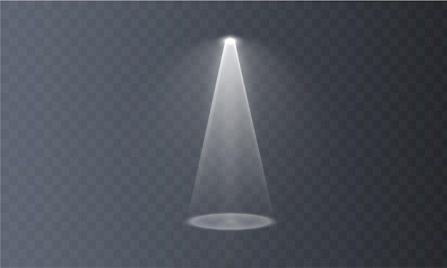 Un foco brillante en el escenario brilla con rayos efecto de luz aislado para su diseño