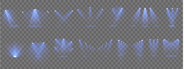 Un foco brillante en el escenario brilla con rayos efecto de luz aislado para su diseño