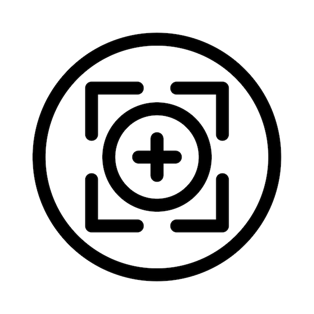 Foco de la cámara limpio y moderno Icono de fotografía y videografía