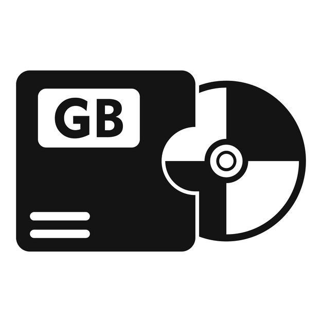 Foco en el disco gb ícono sólido vector simple tamaño de la nube byte