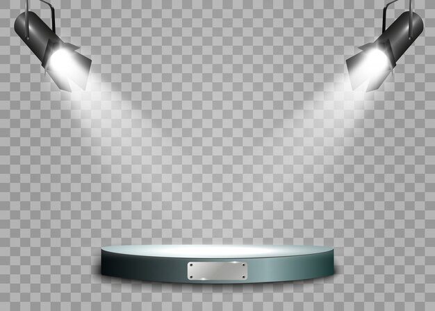 Un foco de luz brilla en el escenario para la ceremonia de premiación. Foco brillante