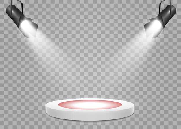 Un foco de luz brilla en el escenario para la ceremonia de premiación. Foco brillante