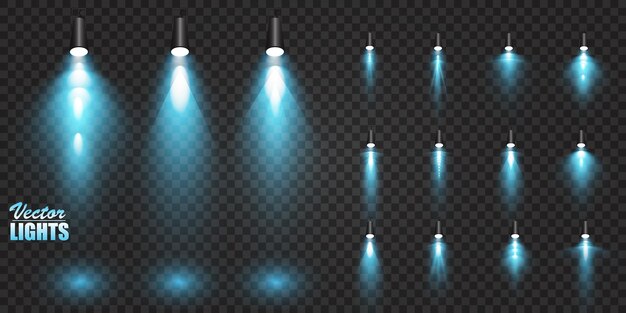 Focos vectoriales efectos de luz de escena efecto de luz brillante ilustración vectorial