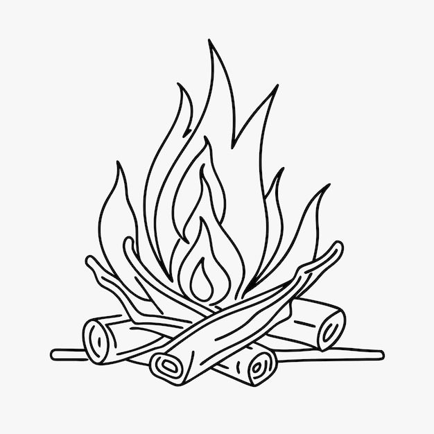 una fogata en estilo de arte de línea para una ilustración vectorial