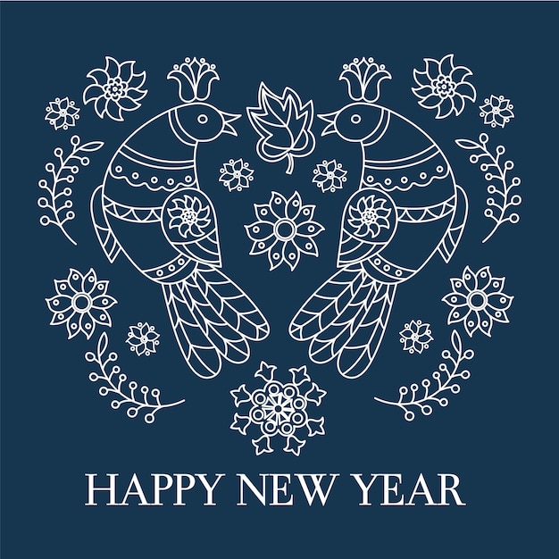 Folk new year folk oriental oriental vector illustration