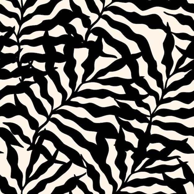 Follaje negro Patrón decorativo sin costuras Fondo repetitivo Impresión de papel tapiz para azulejos