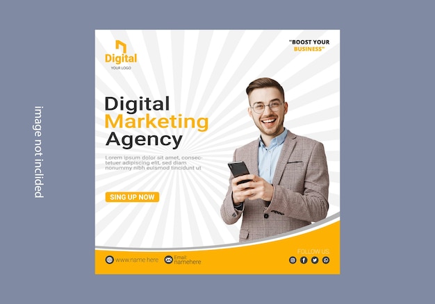 Un folleto para la agencia de marketing digital.